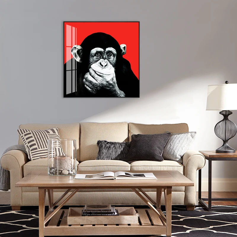 Impresión texturizada del arte de la pared del estilo de los niños de la pintura del chimpancé del color claro para la sal...