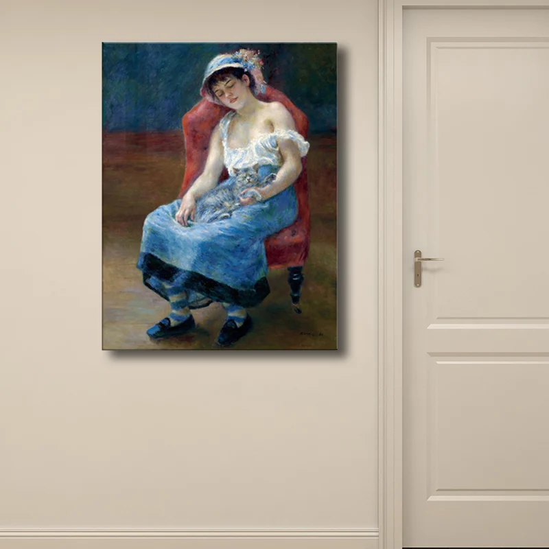 Impresionismo Lienzo de doncella durmiente para dormitorio pintura al óleo arte de la pared, varios tamaños Azul Clearhalo