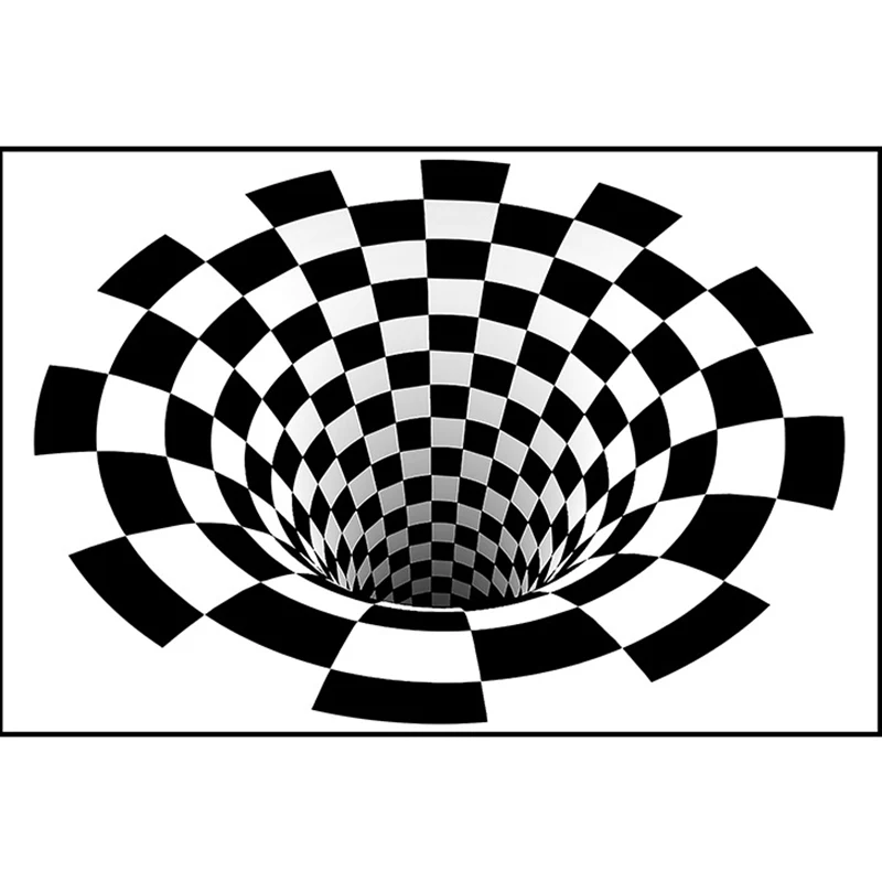 Interesante alfombra novedosa, color blanco y negro, ilusión 3D, alfombra trampa cuadros, resistente las manchas, apta par...
