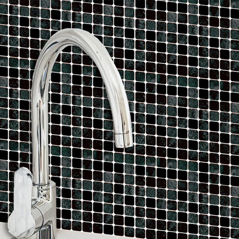 Juego de paneles de papel tapiz de azulejos de mosaico negros, revestimiento de paredes con palos para pared decorativa Ne...
