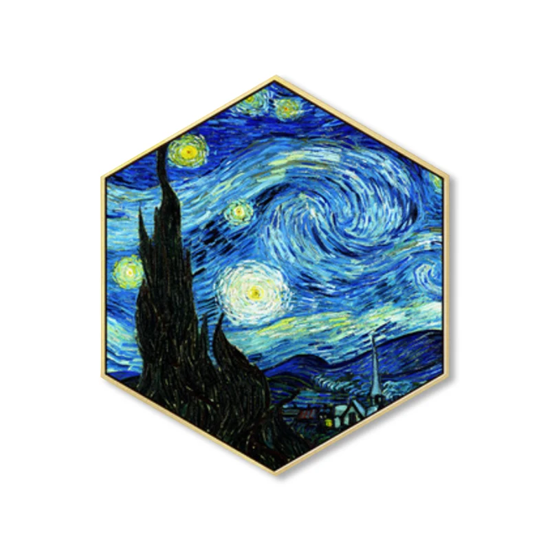 Lienzo azul con cielo nocturno estrellado, impresionismo texturizado, decoración de pared para dormitorio de niños, varios...