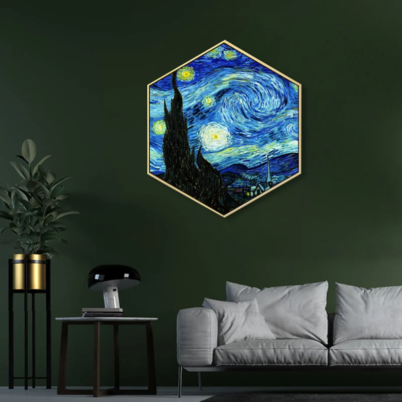 Lienzo azul con cielo nocturno estrellado, impresionismo texturizado, decoración de pared para dormitorio de niños, varios...