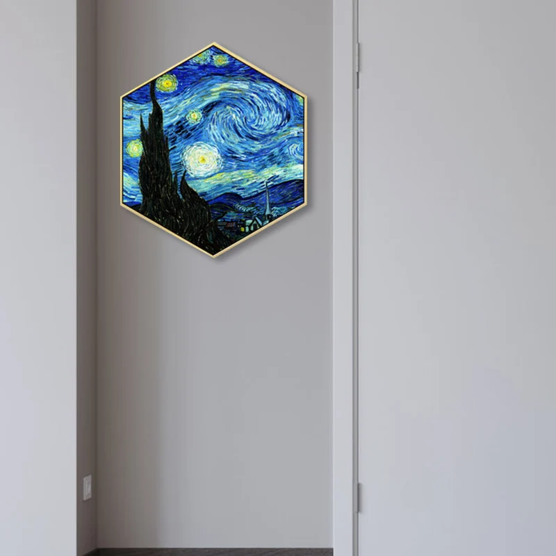 Lienzo azul con cielo nocturno estrellado, impresionismo texturizado, decoración de pared para dormitorio de niños, varios...