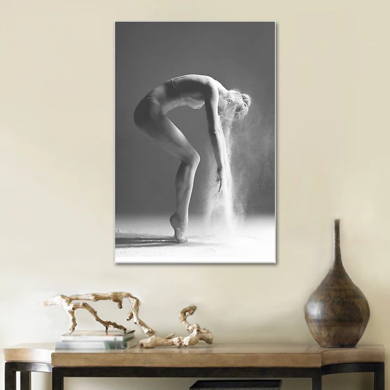 Lienzo de bailarina gris, decoración de pared texturizada de estilo Retro para sala de estar Gris Clearhalo