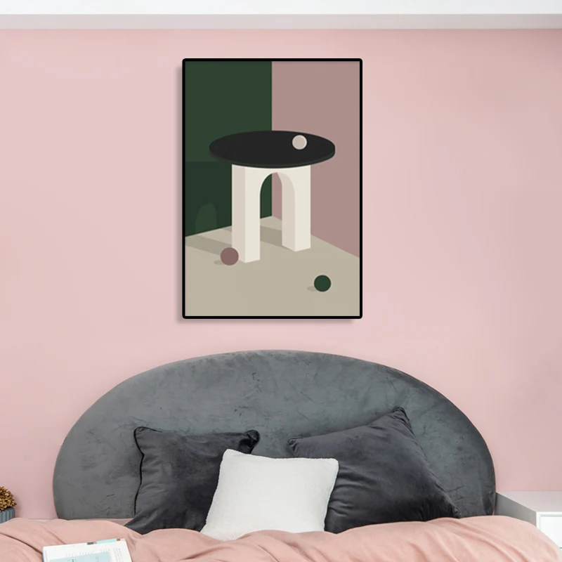 Lienzo con dibujo geométrico de naturaleza muerta, impresión artística de pared con textura nórdica en Color oscuro Marron...