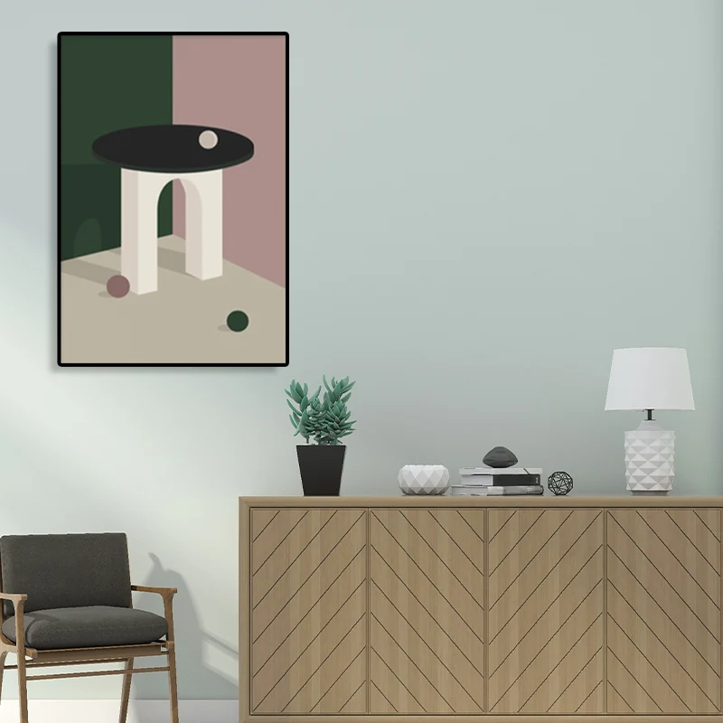 Lienzo con dibujo geométrico de naturaleza muerta, impresión artística de pared con textura nórdica en Color oscuro Marron...