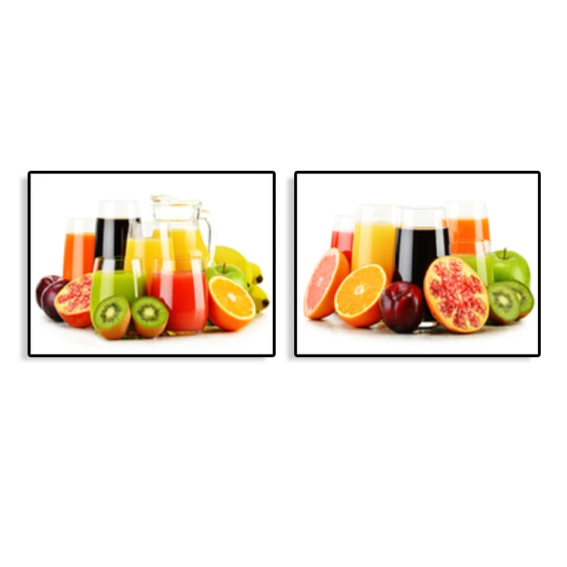 Lienzo con diseño de zumo de frutas brillantes, decoración de pared para comedor, modernismo texturizado, juego de 2 Naran...