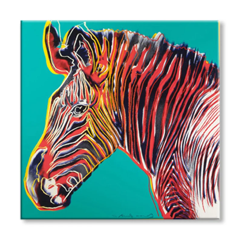 Lienzo con estampado de animales salvajes, estilo Pop Art, pintura texturizada para comedor en colores pastel Marron Clear...