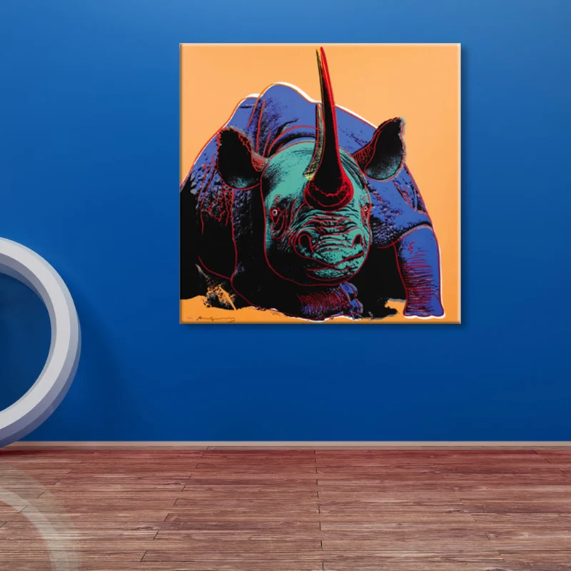 Lienzo con estampado de animales salvajes, estilo Pop Art, pintura texturizada para comedor en colores pastel Marron Clear...
