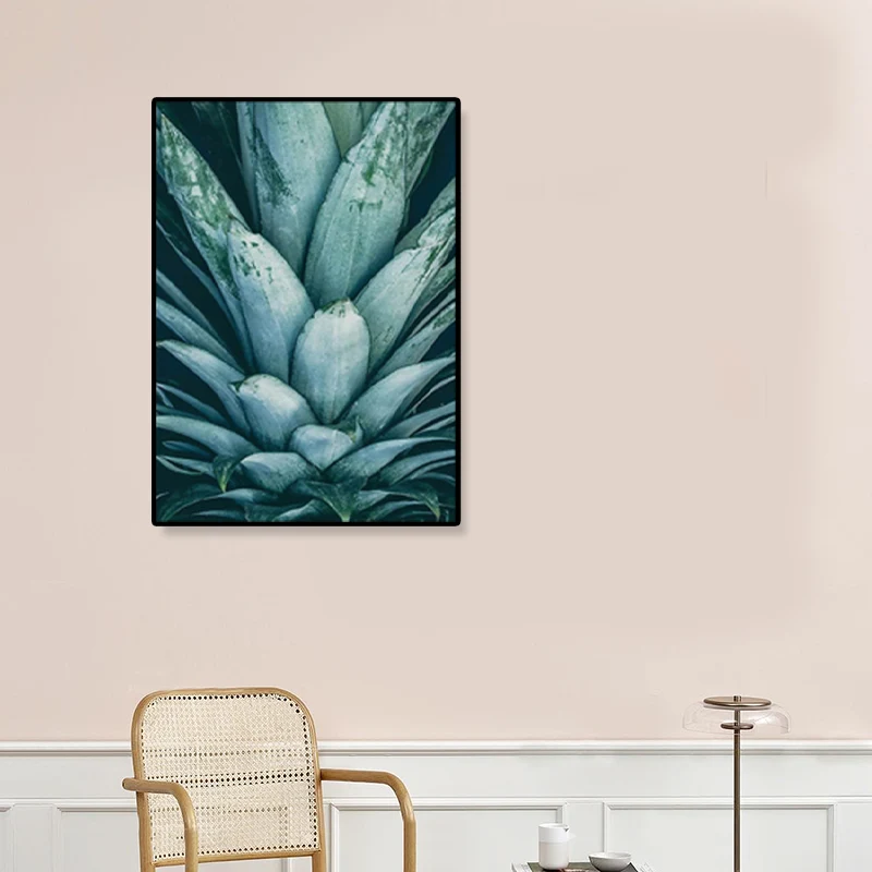 Lienzo con estampado superior de piñ verde, arte de pared con textura nórdica botánica para el interior de la casa Verde C...