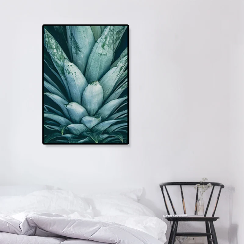 Lienzo con estampado superior de piñ verde, arte de pared con textura nórdica botánica para el interior de la casa Verde C...