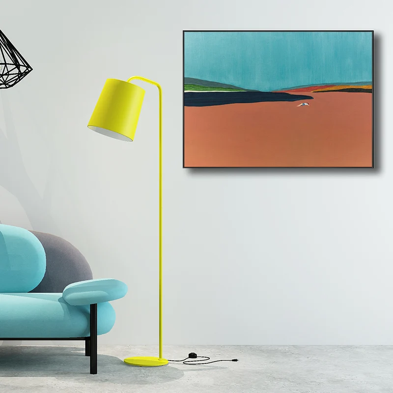 Lienzo contemporáneo con escena de Flatlands en decoración artística de pared con textura naranja para baño Naranja Clearhalo