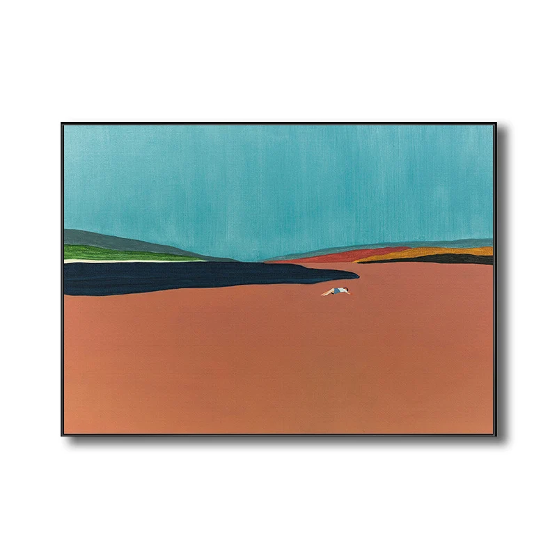 Lienzo contemporáneo con escena de Flatlands en decoración artística de pared con textura naranja para baño Naranja Clearhalo