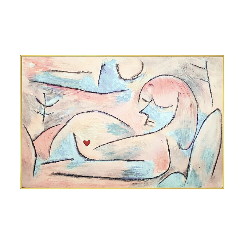 Lienzo de dibujo de figura estilo Picasso, impresión artística de pared con textura funky en desnudo para vestíbulo Desnud...