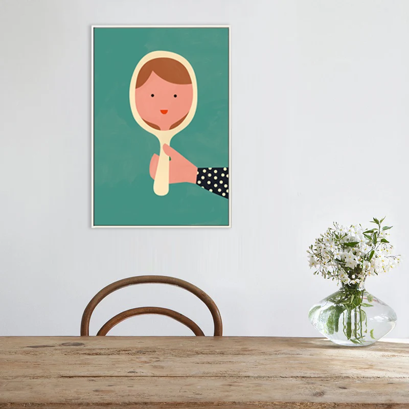Lienzo de doncella escandinava para arte de pared con ilustración de comedor, varios tamaños Azul Clearhalo