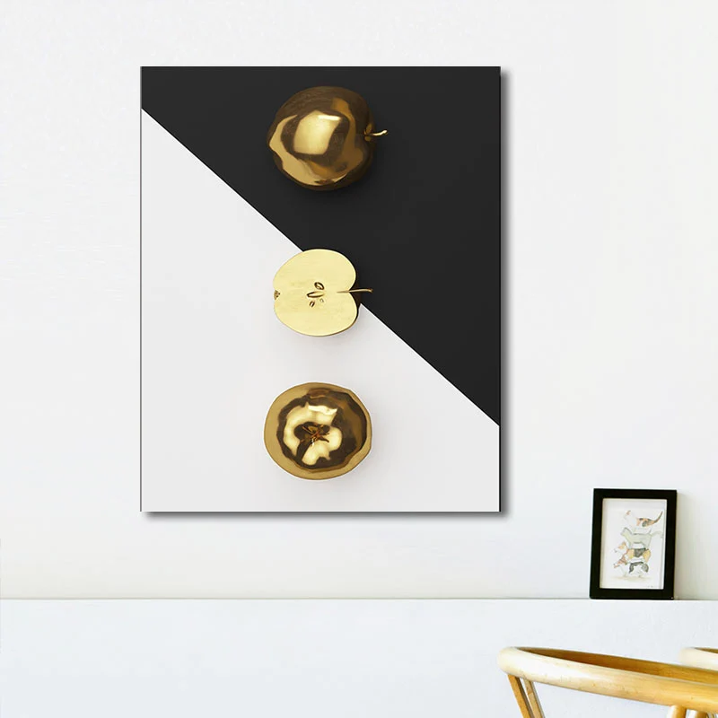 Lienzo geométrico para pared, estilo nórdico, decoración de pared con estampado de frutas sabrosas en colores brillantes O...