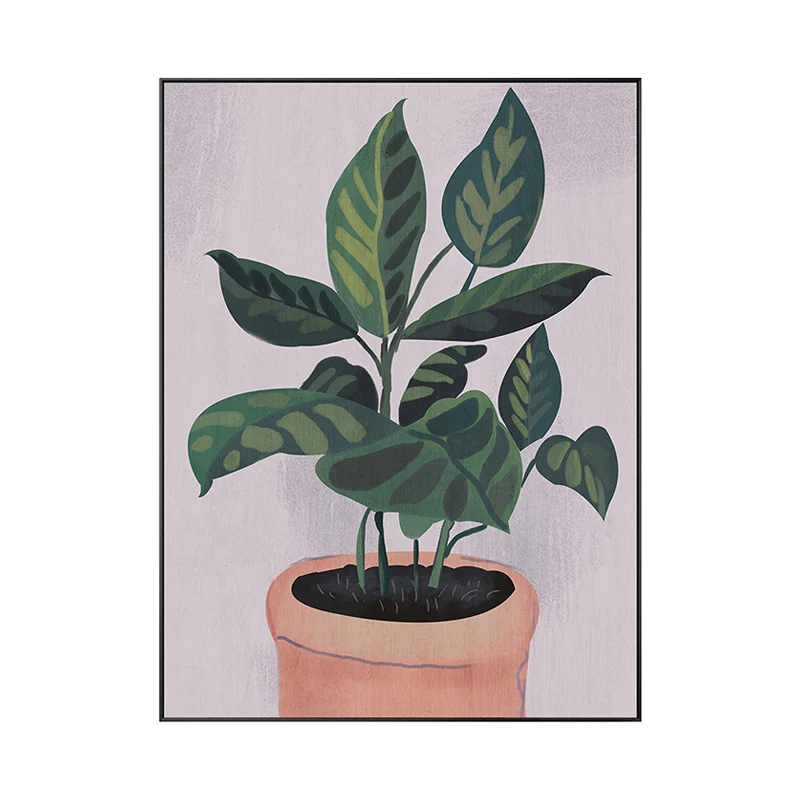 Lienzo impreso artístico de plantas en macetas nórdicas, decoración de pared verde texturizada para el Interior de la casa...