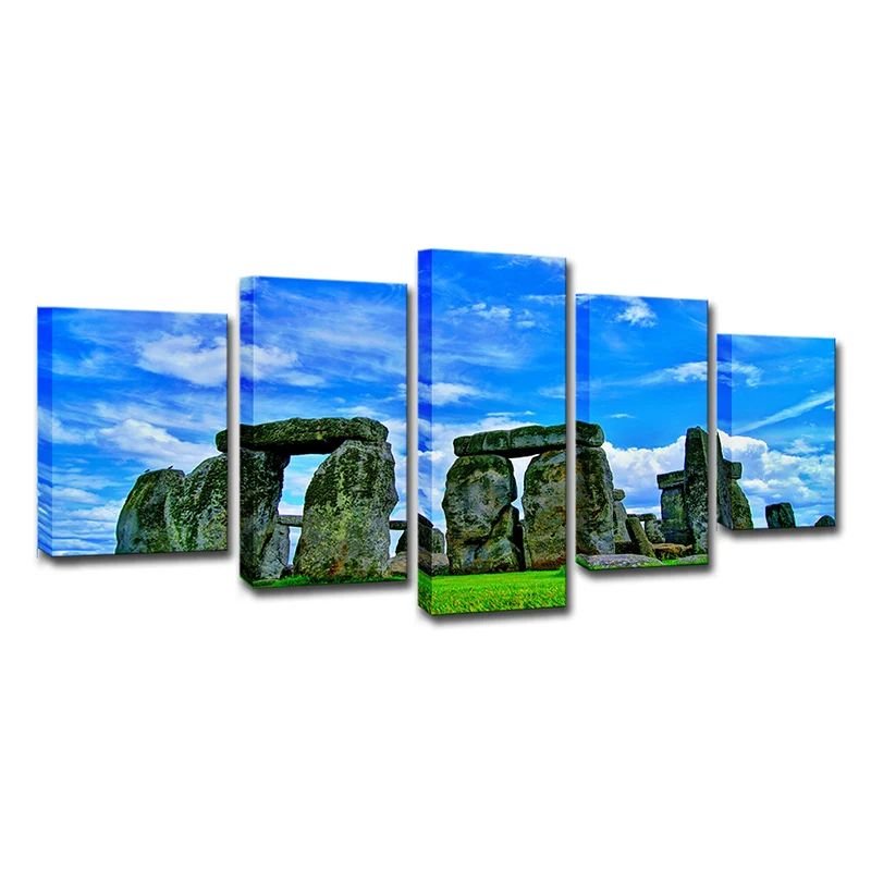 Lienzo inspirado en el mundo, lienzo azul de Stonehenge, arte de pared para dormitorio Azul Clearhalo