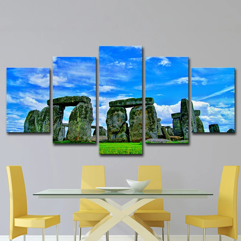 Lienzo inspirado en el mundo, lienzo azul de Stonehenge, arte de pared para dormitorio Azul Clearhalo