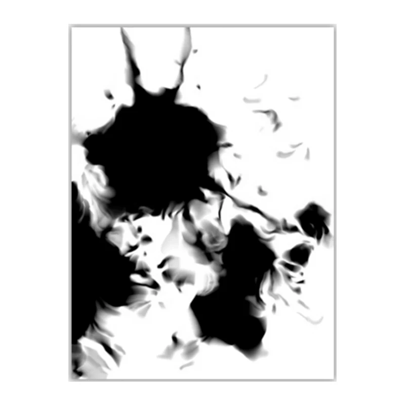 Lienzo minimalista en blanco y negro, pintura en aerosol, decoración de pared para el interior de la casa Negro Clearhalo