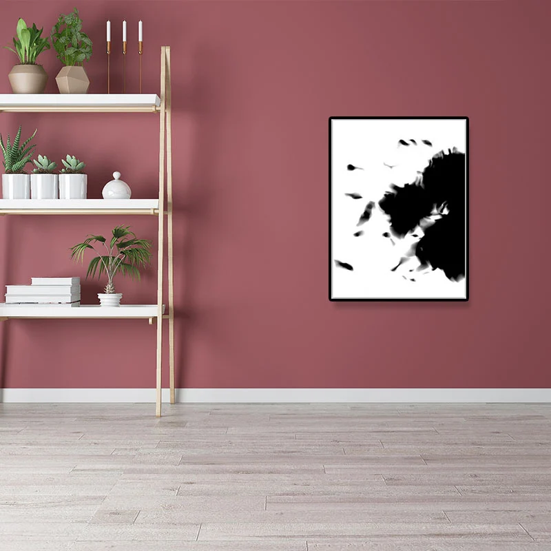 Lienzo minimalista en blanco y negro, pintura en aerosol, decoración de pared para el interior de la casa Negro Clearhalo