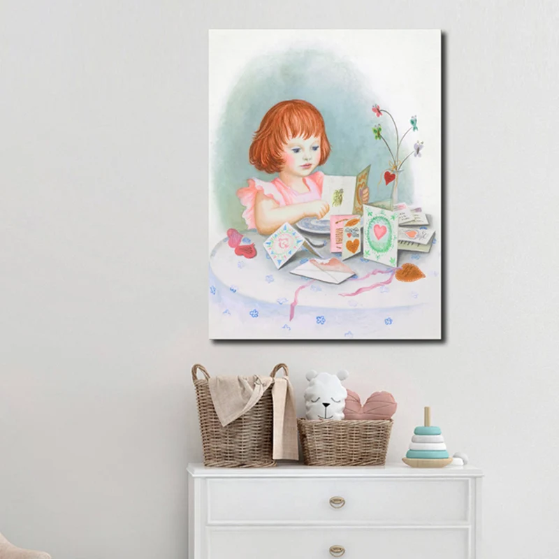 Lienzo moderno para niñ joven, decoración de pared texturizada de color suave para sala de estar, varios tamaños Azul Clea...