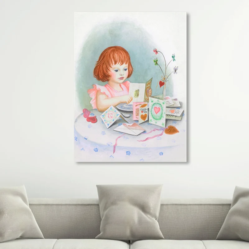 Lienzo moderno para niñ joven, decoración de pared texturizada de color suave para sala de estar, varios tamaños Azul Clea...