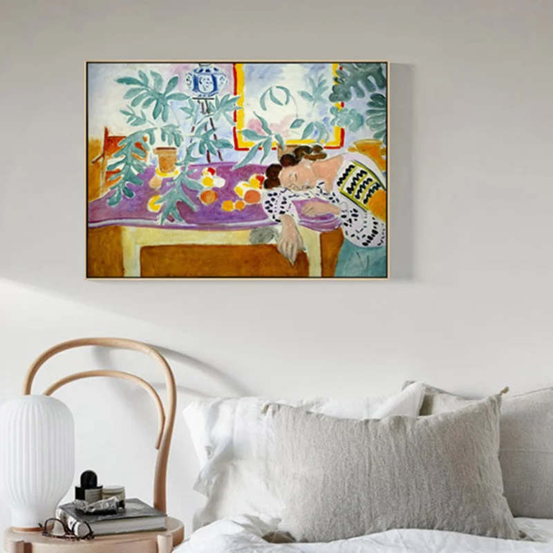 Lienzo de niñ durmiente, arte de pared, pintura de estilo expresionismo abstracto marrón para cocina Marron Clearhalo