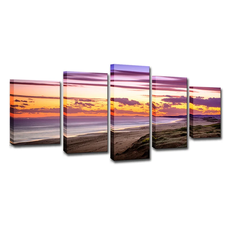 Lienzo de nubes de atardecer púrpura, decoración de pared moderna de varias piezas de Anna Bay para el hogar Purpura Clear...