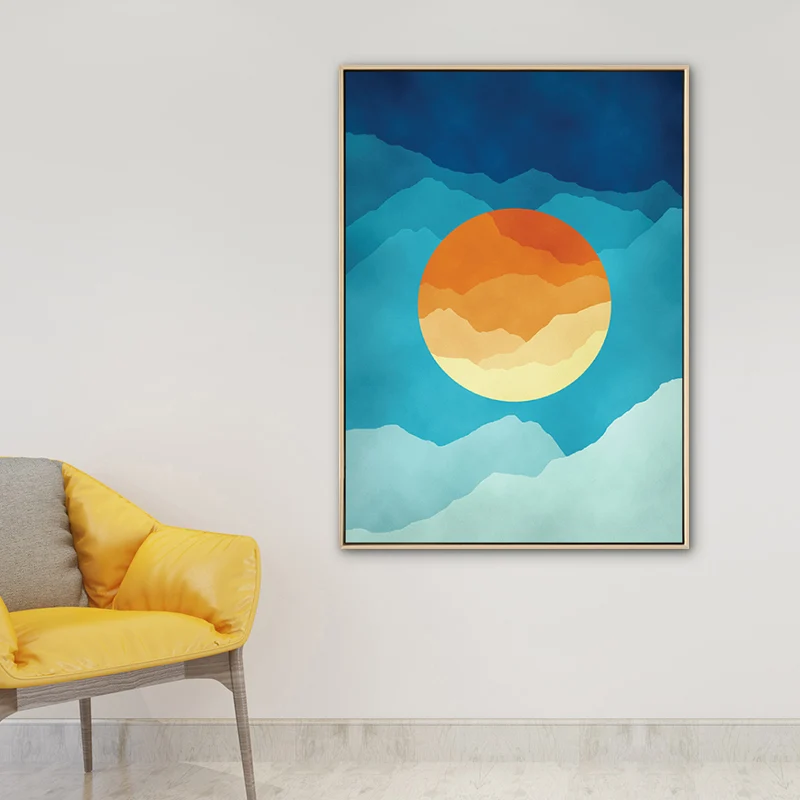 Lienzo nublado de noche de luna llena, estilo infantil, decoración de arte de pared texturizada para dormitorio en color s...
