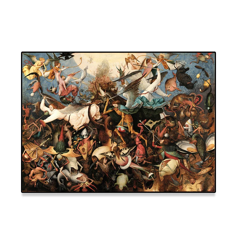 Lienzo de religión marrón Bruegel Caída de los ángeles rebeldes Arte de pared con textura tradicional Marron Clearhalo