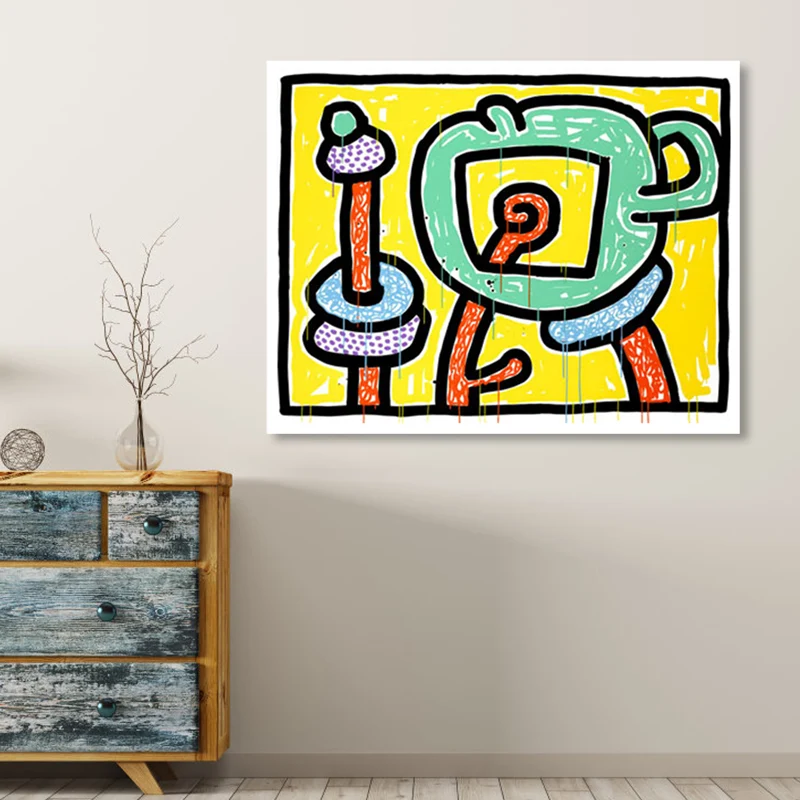 Lienzo texturizado de arte pop de decoración de pared con diseño floral en color pastel para habitación familiar Amarillo...