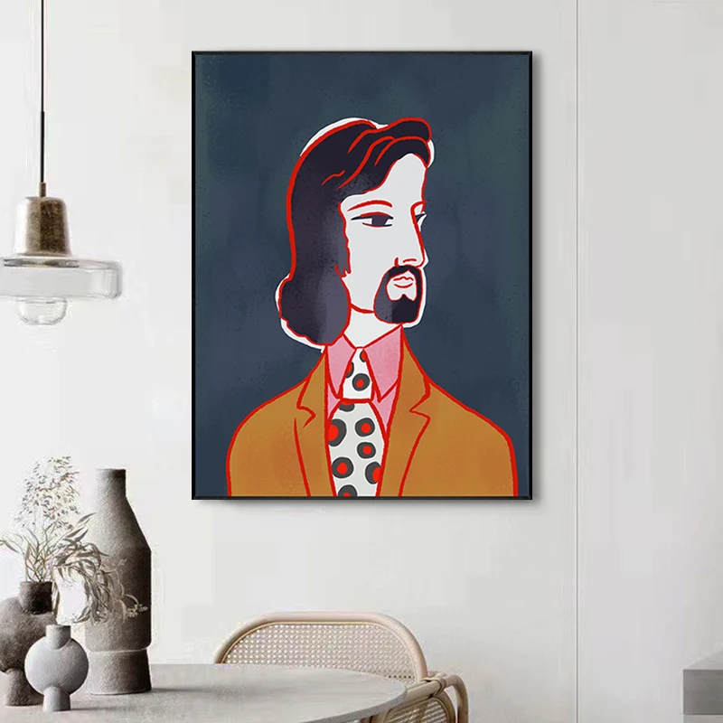 Lienzo texturizado de color pastel figura funky dibujo arte de la pared decoración para sala de estar Negro Clearhalo