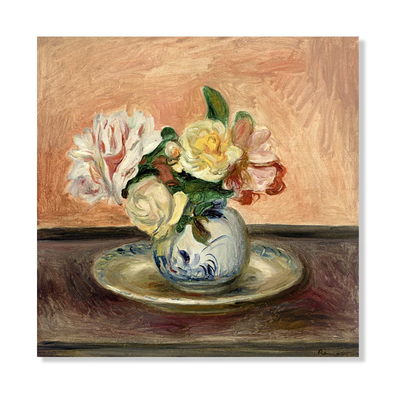 Lienzo texturizado para sala de estar, estilo impresionista, decoración de pared de flores, varios tamaños Rosa Clearhalo