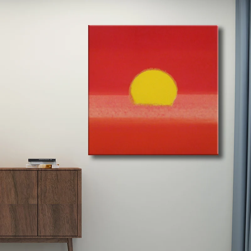 Lienzo texturizado pintura arte infantil amanecer decoración de pared en color oscuro para pasillo Amarillo Clearhalo
