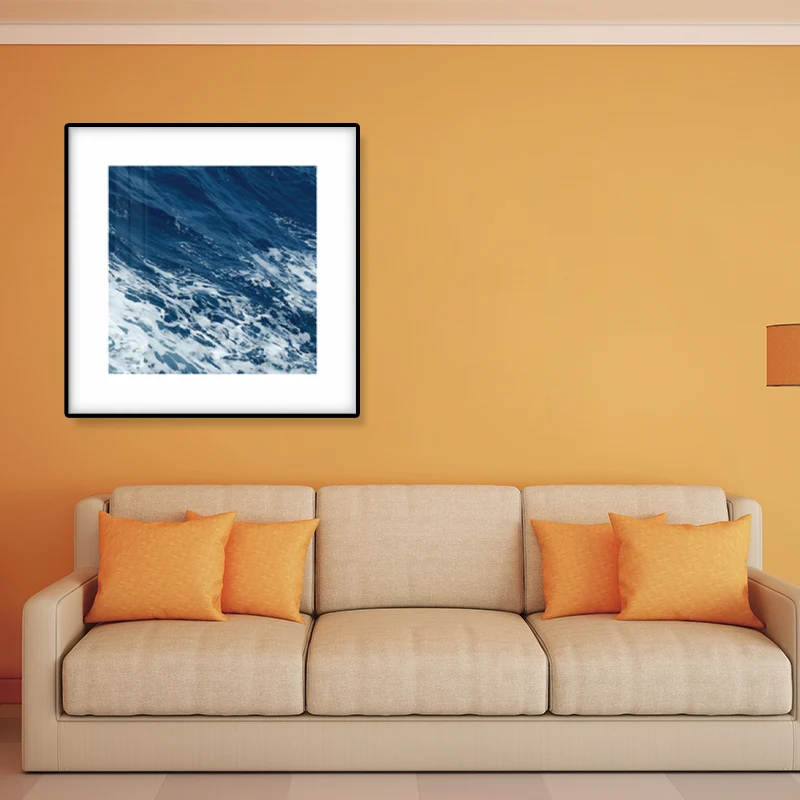 Lienzo texturizado tropical del arte de la pared del agua del océano del paisaje marino en azul para el interior de la cas...