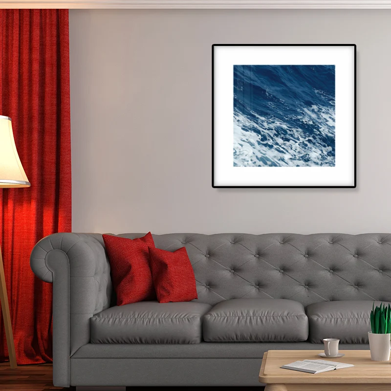 Lienzo texturizado tropical del arte de la pared del agua del océano del paisaje marino en azul para el interior de la cas...