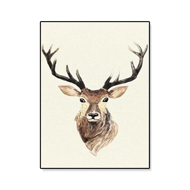 Linda ilustración animal lienzo arte casa interior vida salvaje decoración de pared en color suave, texturizado Verde Clea...