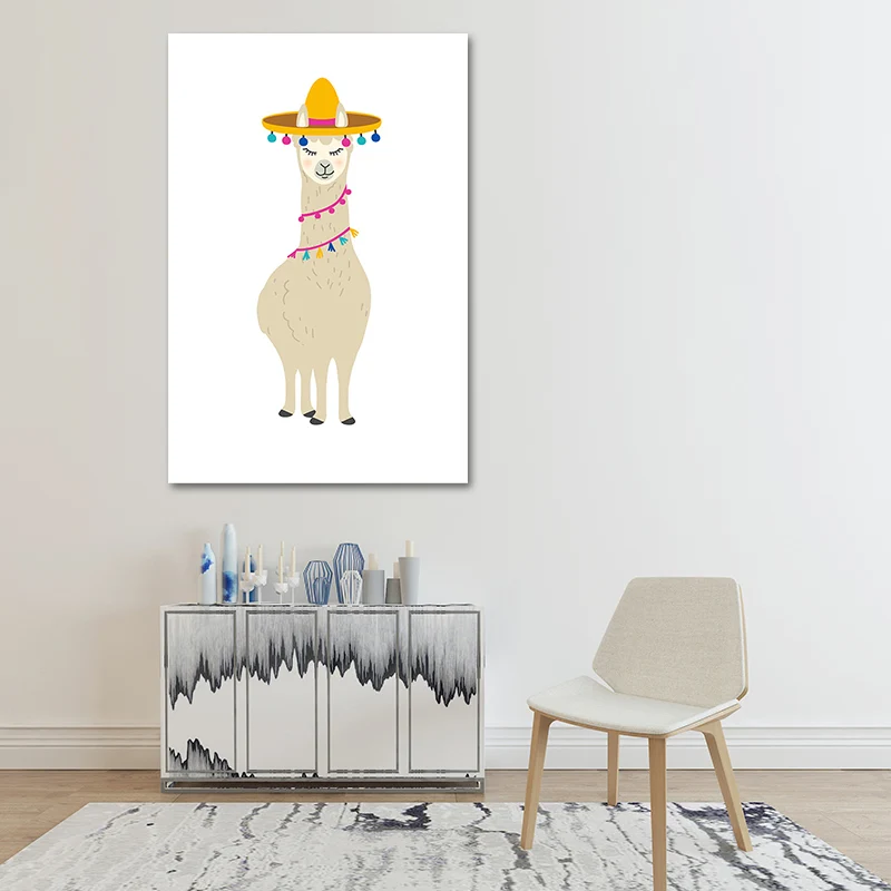 Lindo lienzo envuelto en alpaca para decoración de pared de dormitorio infantil en blanco, varios tamaños Blanco Clearhalo