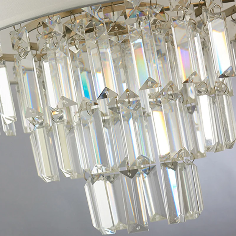 Lámpara colgante de tambor contemporánea con luz colgante blanca de tela decorativa de cristal para cocina Clearhalo