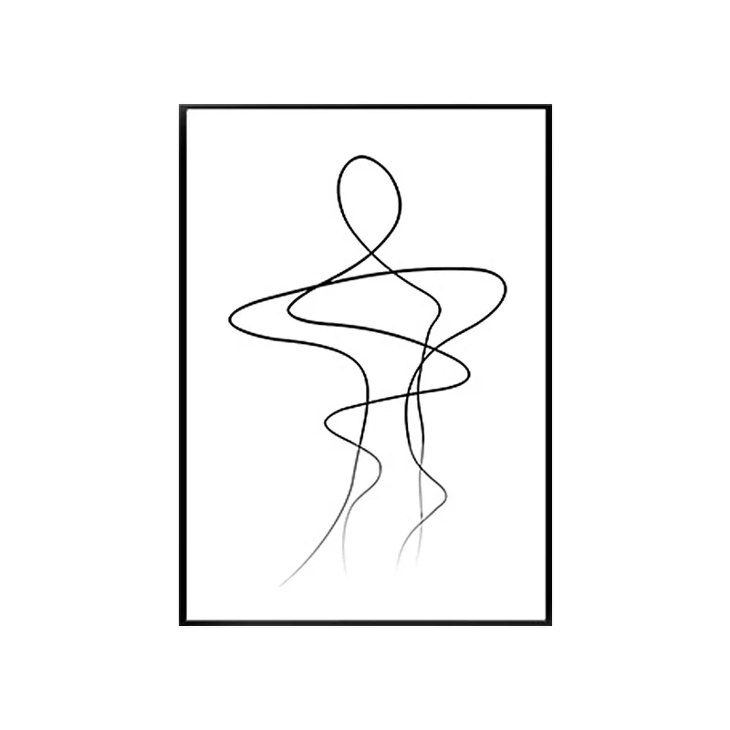 Línea irregular dibujos al carbón arte minimalismo estilo lienzo pintura, varios tamaños Blanco Clearhalo