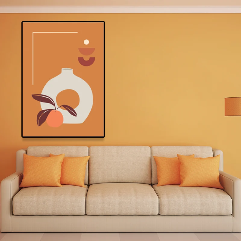 Lona envuelta en maceta de color pastel con textura nórdica sala de estar pared Art Déco, opción de tamaño múltiple Naranj...