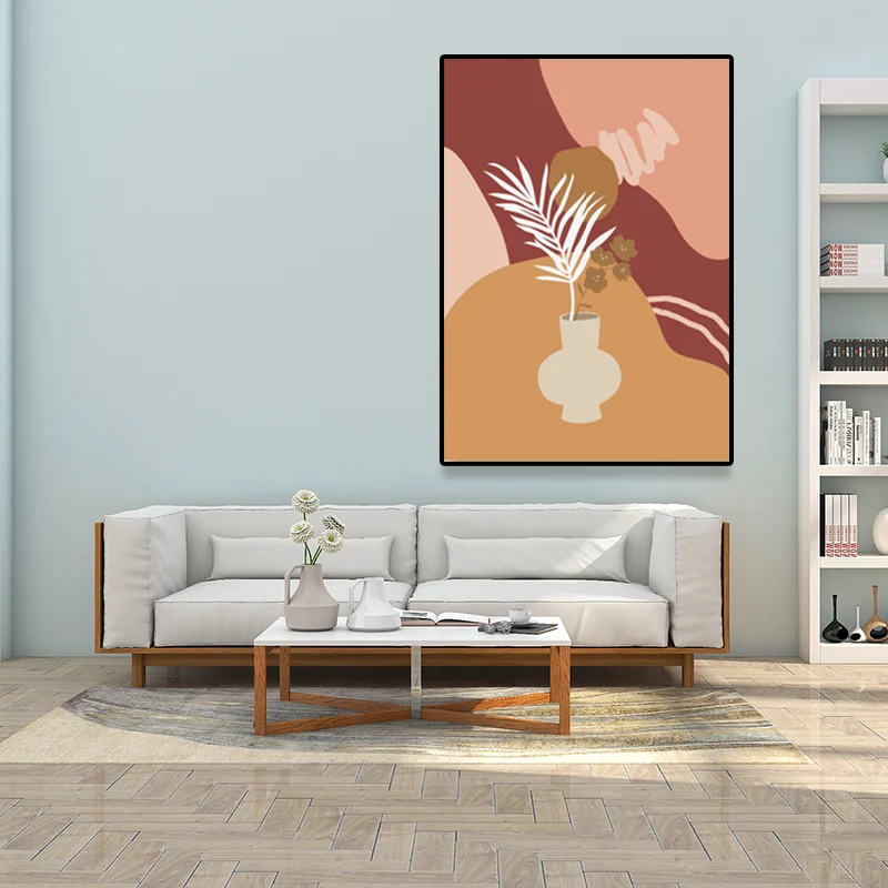 Lona envuelta en maceta de color pastel con textura nórdica sala de estar pared Art Déco, opción de tamaño múltiple Naranj...