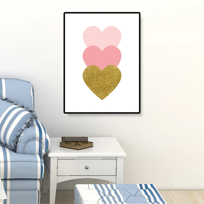 Loving Heart Wall Art decorativo minimalista para dormitorio infantil lienzo impreso en rosa Rosa Clearhalo