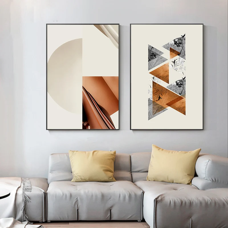 Minimalismo Decoración de pared Pintura de patrón geométrico de color pastel, opciones de múltiples tamaños Negro Clearhalo