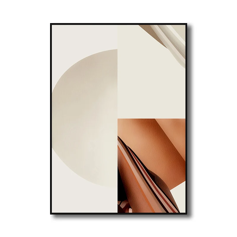 Minimalismo Decoración de pared Pintura de patrón geométrico de color pastel, opciones de múltiples tamaños Negro Clearhalo