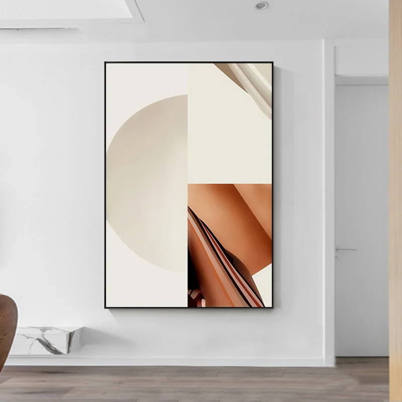 Minimalismo Decoración de pared Pintura de patrón geométrico de color pastel, opciones de múltiples tamaños Negro Clearhalo