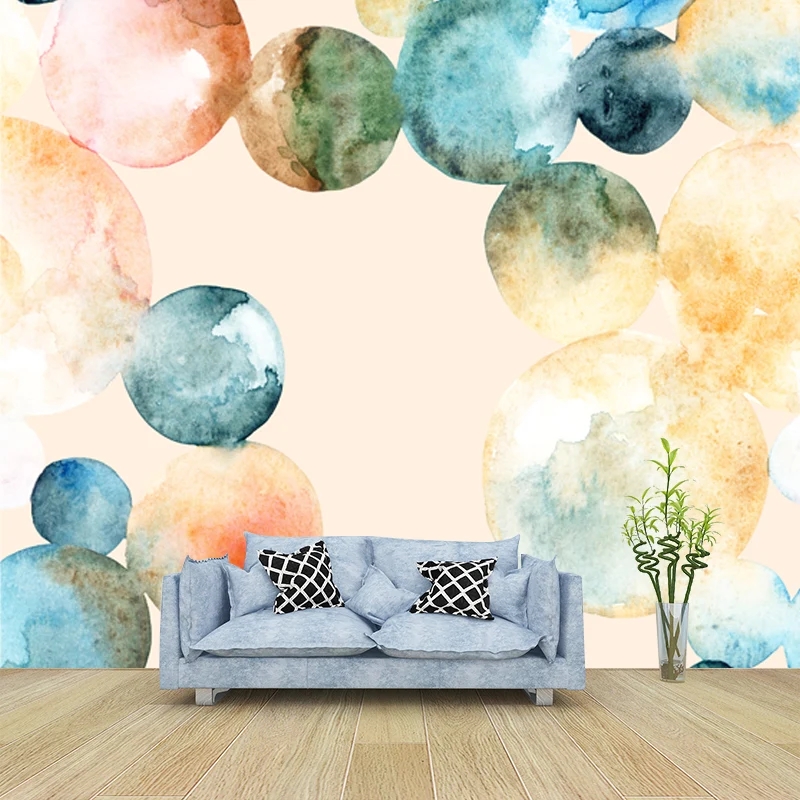 Mural de dibujo de círculos de arte moderno para dormitorio, arte de pared de tamaño personalizado en amarillo Amarillo Cl...
