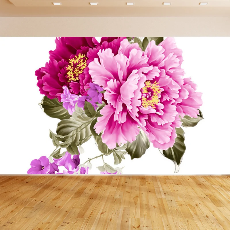 Mural de diseño floral moderno, textura no tejida, impermeable, rosa roja, arte de pared para dormitorio Rosa Clearhalo