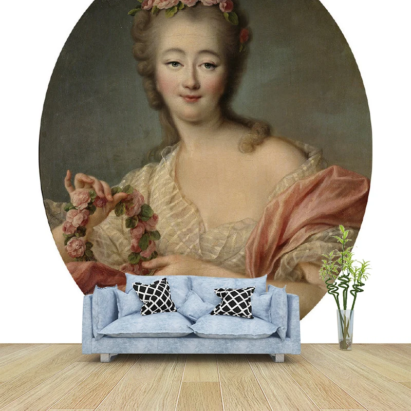 Mural europeo extra grande en beige y rosa Glamorous Lady Wall Art, hecho medida Beige Clearhalo